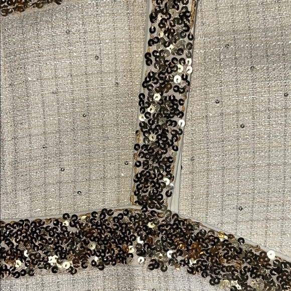 CIDER WOVEN SQUARE NECK SOLID ,SEQUIN CONTRASTING BINDING ZIPPERS MINI /DRESS - Picture 9 of 11